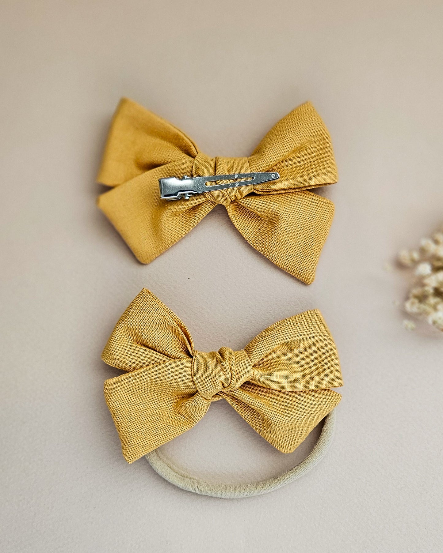 Mustard Yellow Pinwheel Bow