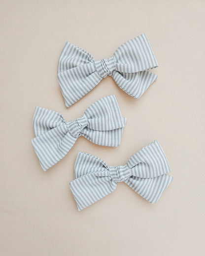 Gray Striped Pinwheel Bow