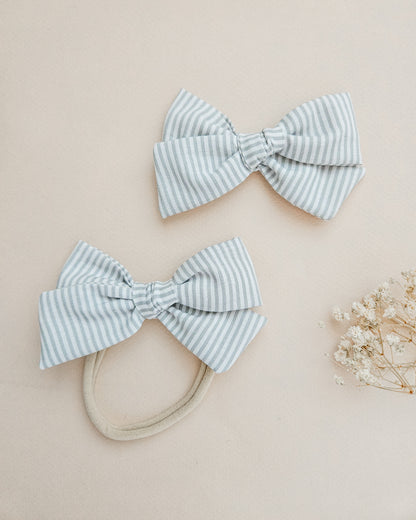 Gray Striped Pinwheel Bow