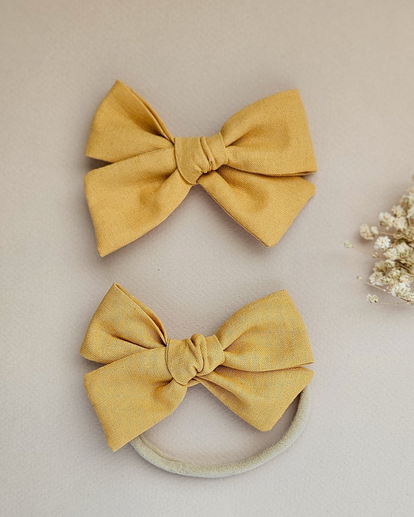 Mustard Yellow Pinwheel Bow