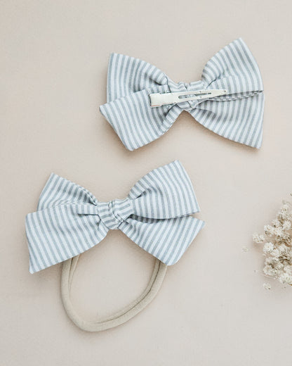 Gray Striped Pinwheel Bow